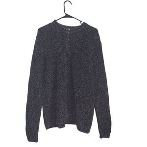 Vintage LL Bean 1/4 Button Navy Blue Knit Pullover‎ Sweater Mens M 0 BJA9